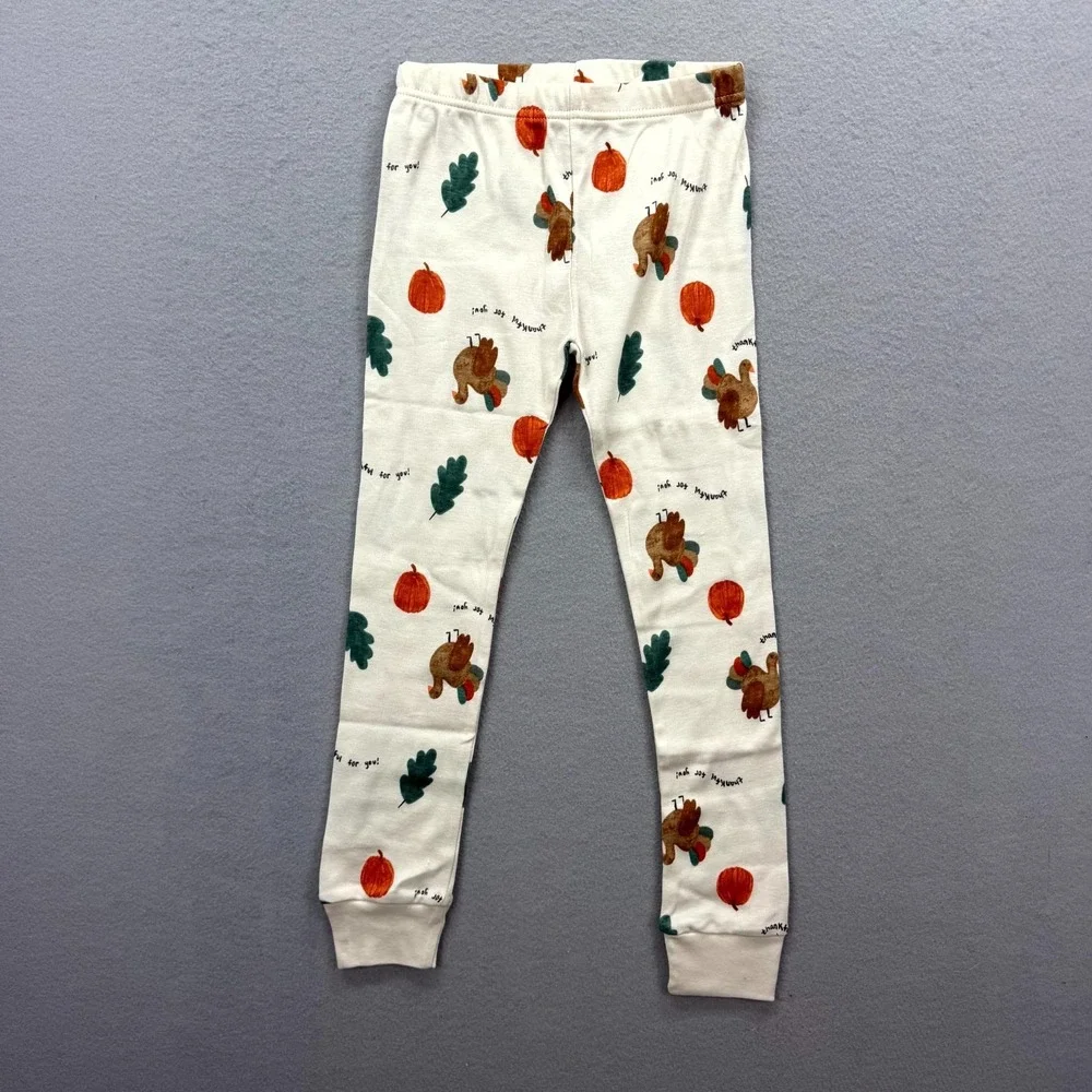 Carters 2 Piece Pajama Set Toddler Kids 6/6A Cream Thanksgiving Fall Pattern PJs